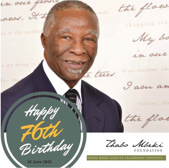 SA wishes Comrade Thabo Mbeki a happy 76th birthday
 