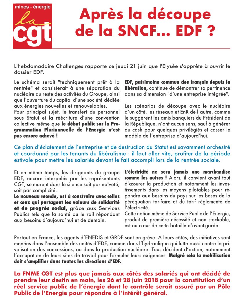 CGTPALUEL's tweet photo. Après la découpe de la #SNCF...#EDF ? #CGT #IEG https://t.co/xC2jDSFzaG