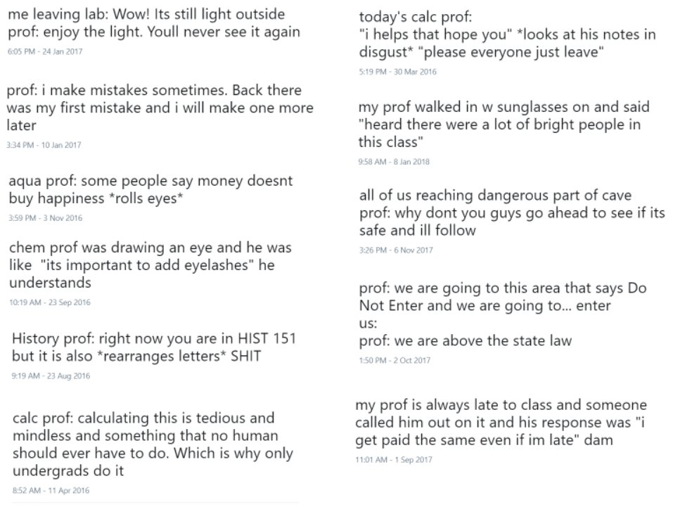 for no reason i compiled my favorite professor quotes from my years at university