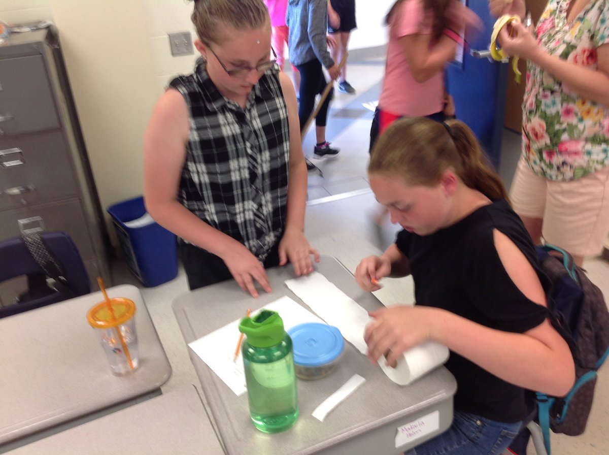 MsPallen15's tweet photo. Math toilet paper challenge is under way! Who will correctly estimate the amount of distance needed to reach the end of the wall?!?!?! #mathtalks #mathchallenge @RCCDSB https://t.co/RfUK4Yi86H