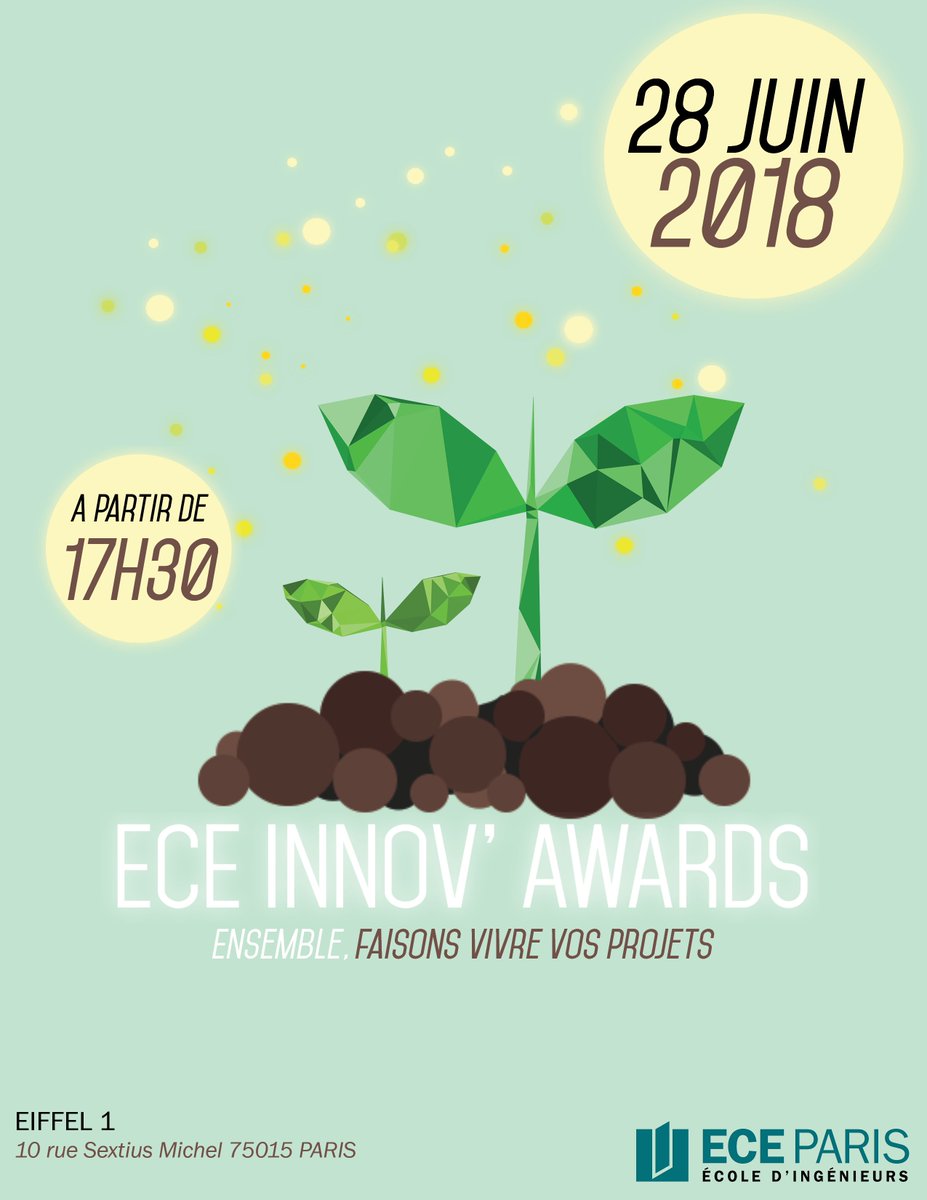 Vous faites quoi le 28 juin 2018 ? Vous venez soutenir les projets de nos étudiants ECE bien sûr ! Rencontres entre entreprises, étudiants, alumni lors de la 6ème édition des ECE INNOV AWARDS !

#ecoledingenieurs #eceinnovawards #projetsece

ece.fr/ecole-ingenieu…