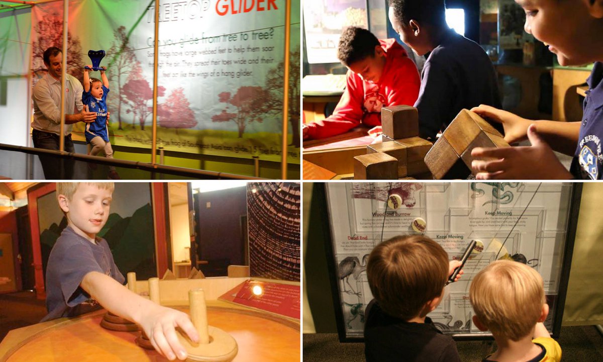 Children interacting with exhibits