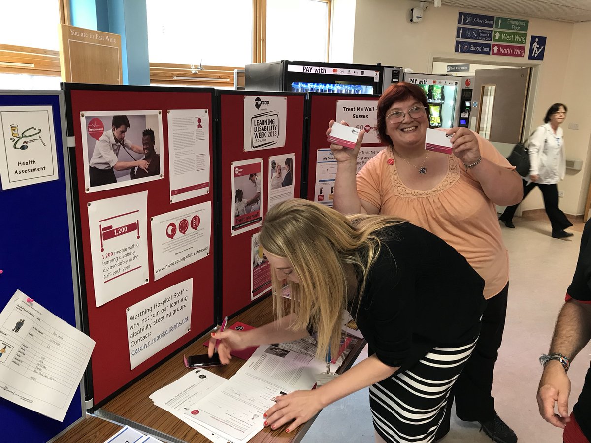 richyd89's tweet photo. Sarah and Matthew have been signing up lots of #Treatmewell Champions at Worthing Hospital today for #LDWeek18 #WorthingMencap @mencap_charity https://t.co/OzzqXxWZjK