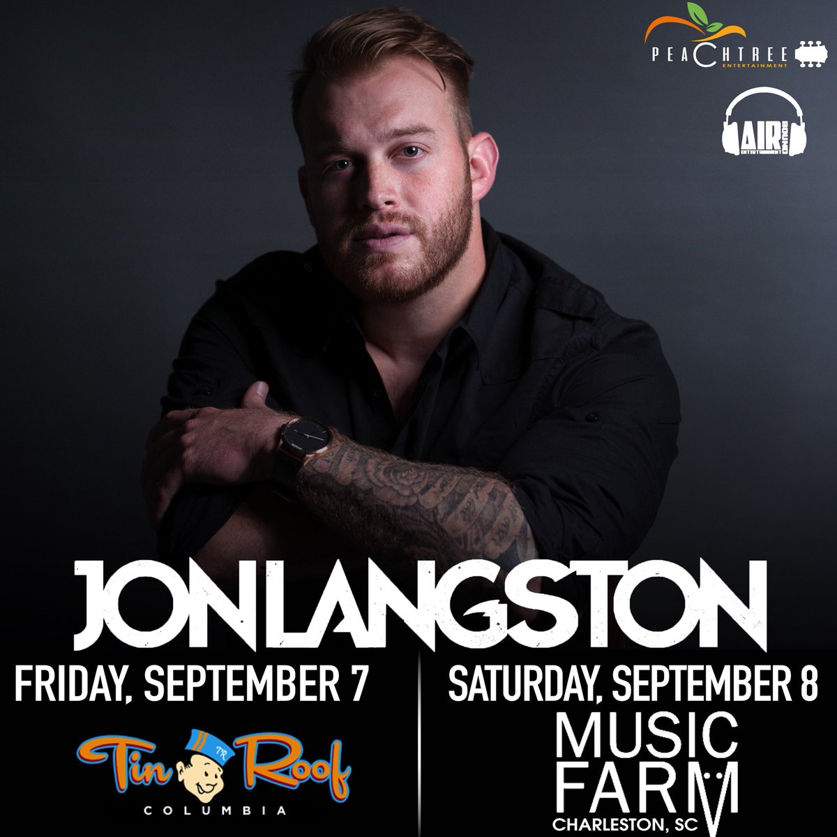 SOUTH CAROLINA - Get tickets for <a href="/JonTLangston/">Jon Langston</a> at <a href="/tinroofcolumbia/">Tin Roof Columbia</a> (Outdoors) and <a href="/MusicFarm/">Music Farm</a> Charleston on September 7th and 8th NOW!

9/7 - bit.ly/JLColumbia
9/8 - bit.ly/JLCharleston