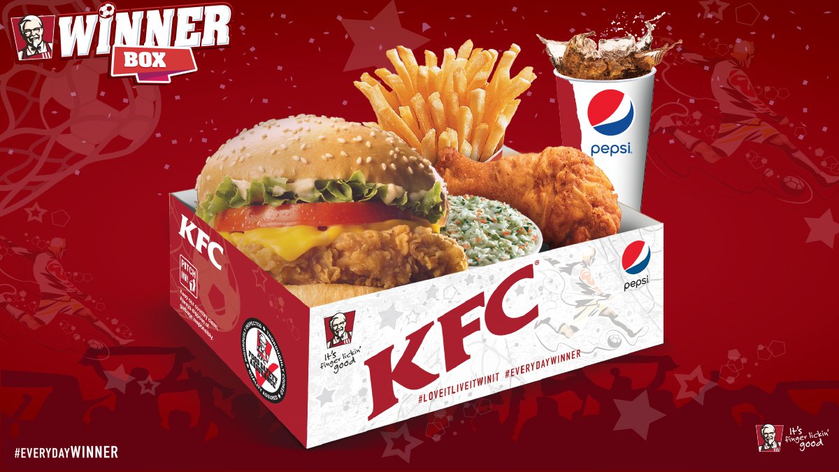 kfcjamaica's tweet photo. WIN we a WIN! Get a Winner Box today! Win before, during, and after the match! #EverydayWinner https://t.co/j6W2Kct9HY