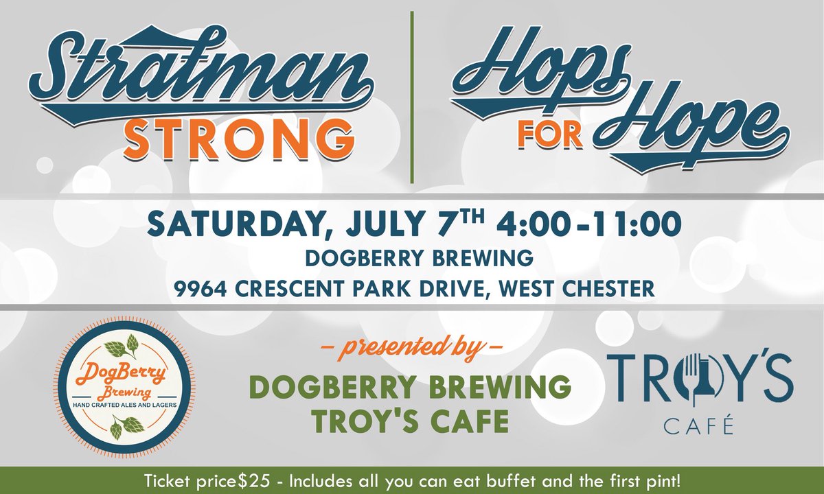 DogBerryBrewing's tweet photo. SHARE! SHARE! SHARE!
Another great opportunity from two great Lakota businesses to help support the Stratman family.
25$ tickets sold at the door. Gets you all you can eat buffet from Troy’s cafe and your first Pint.
Tickets @ the door 4-8
#stratmanstrong #stratpack https://t.co/Fwshr4o6wF