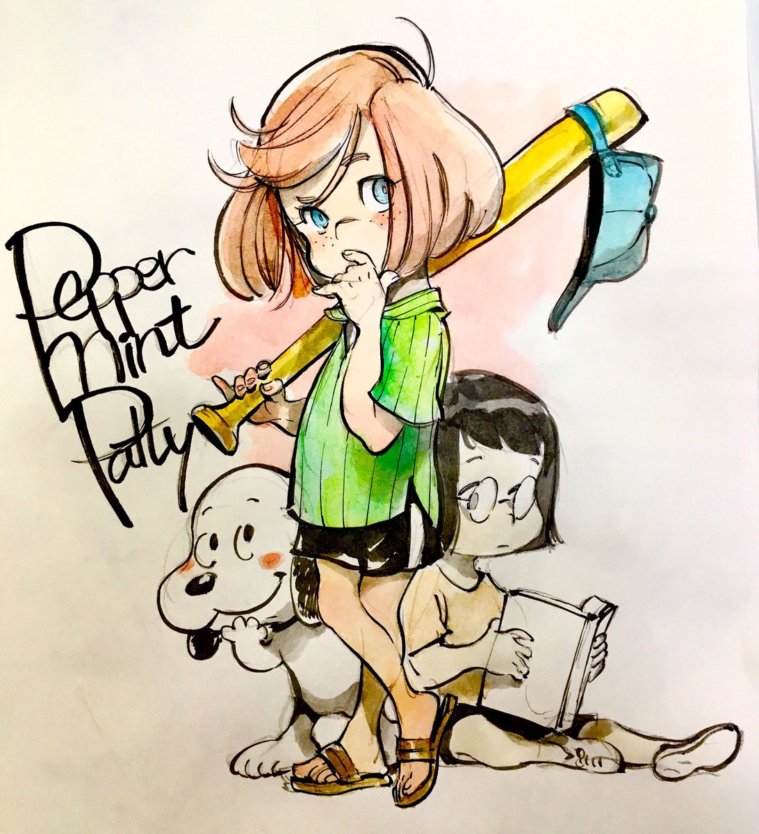 Peppermint Patty, Marcie & Snoopy by ア ン ト ン シ ク (Pen Name: Touxi). 