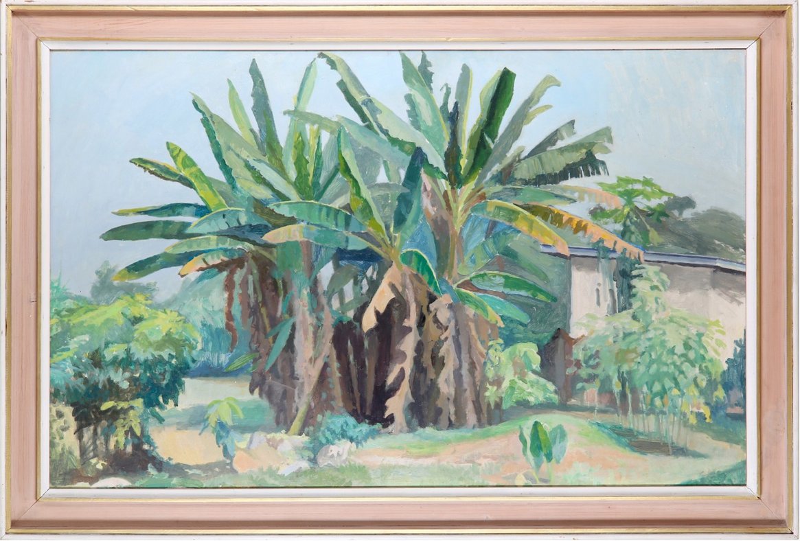 johnavisartist's tweet photo. #Banana #Trees #painting #signed inscribed dated #Kumasi #Garden/1968 Lot 47 30x48" #Modern &amp; #PostWar #British #Art #Auction 28th June 2018 1.00pm BST @ChiswckAuctions #artists #art #graduate #Camberwell @CamberwellUAL #Slade @SladeSchool #HenryTonksPrize https://t.co/HUGWTQMHgo https://t.co/WJ8llJXSVL