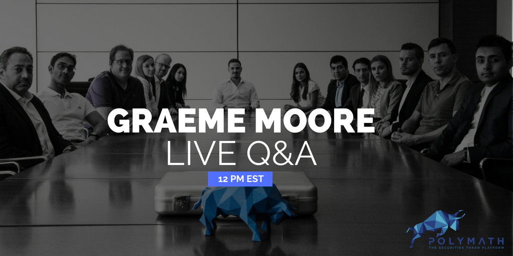 PolymathNetwork's tweet photo. Got questions about Polymath and what we're doing? Tune in today at 12PM EST for a Q&amp;A with Graeme Moore, VP of Marketing. You can watch live at https://t.co/UMWxNWJhgA https://t.co/cEve9ickvb