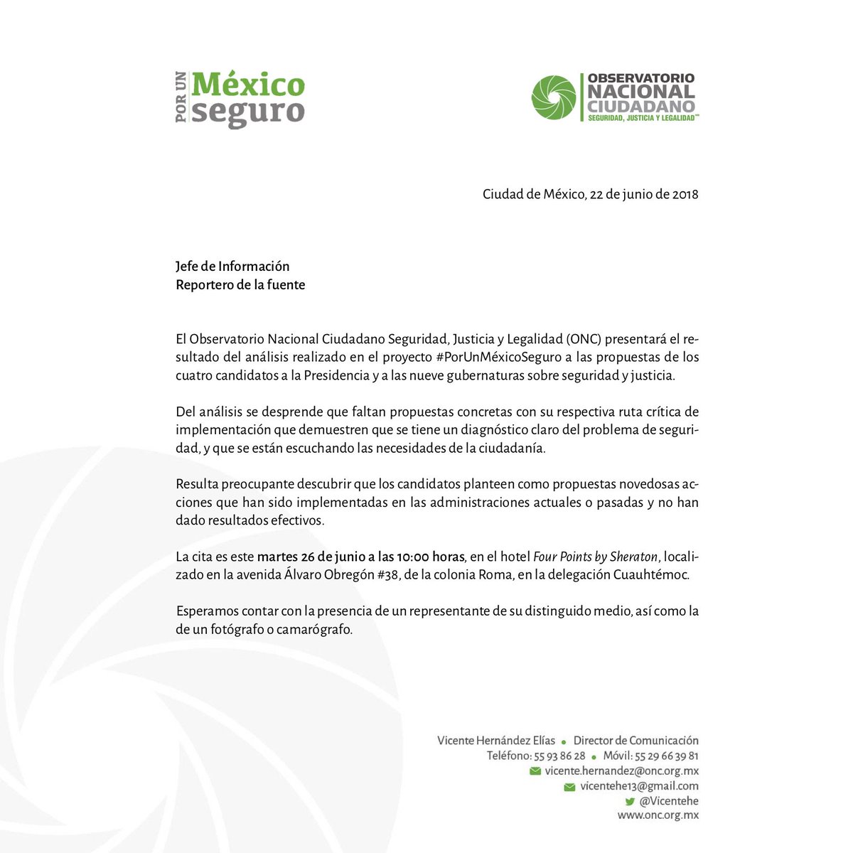 ObsNalCiudadano's tweet photo. El #ONC presentará este martes 26 de junio el resultado del análisis realizado en el proyecto #PorUnMéxicoSeguro a las propuestas de los cuatro candidatos a la Presidencia y a las nueve gubernaturas sobre seguridad y justicia https://t.co/8QiZ6UdLHB