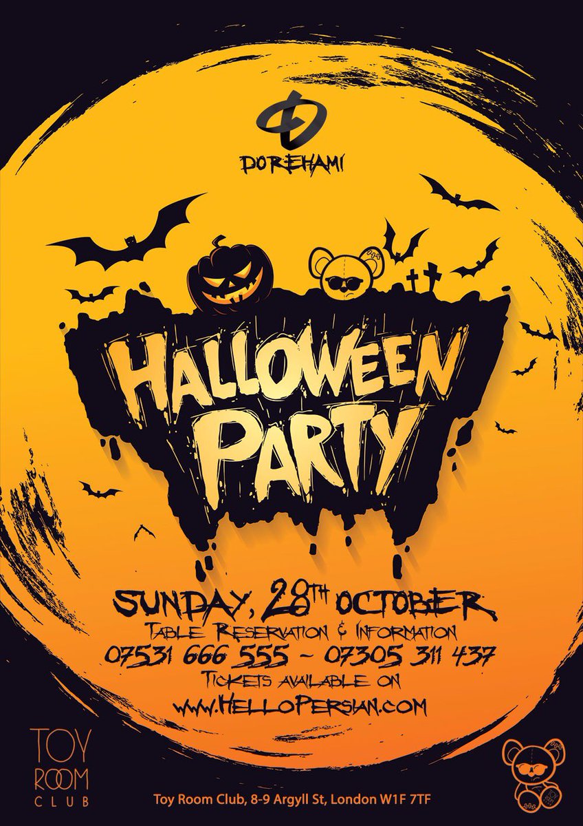 DorehamiEvents's tweet photo. #Halloween #Costume #Party #ToyRoom #London 🇬🇧
🗓 28 October 2018, 10pm
📍 Toy Room Club, London W1F 7TF
🌐 Organised by #dorehami_events
📞 07305311437 - 07531666555
🎟 Tickets on https://t.co/NJGUh5Mvq2 https://t.co/umBJs3J2Ly
