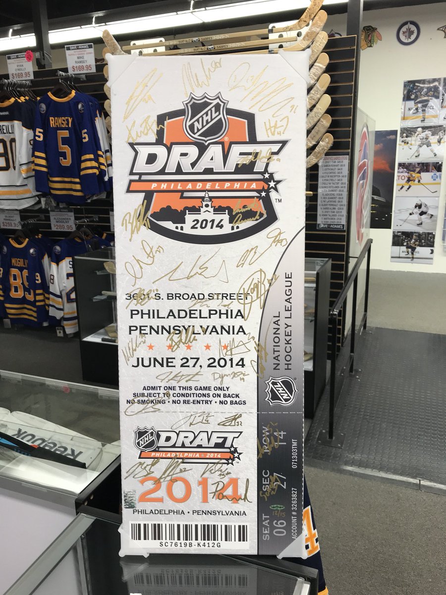 To celebrate the #sabres having the #1stoverall pick in the #nhldraft, we will be giving away this 2014 #NHLDraft ticket, which has #autos of all 30 picks from the 1st round!! You need to like, share and follow us.  Winner will be randomly chosen after #buffalo makes their pick!!