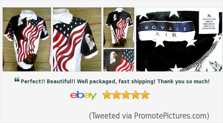 oldoldstuff's tweet image. ROYALE AIR Men polo shirt PATRIOTIC pit to pit 23" XL cotton eagle USA flag | eBay #royaleair #buttonfront 
goo.gl/NWFk4L
(Tweeted via PromotePictures.com)