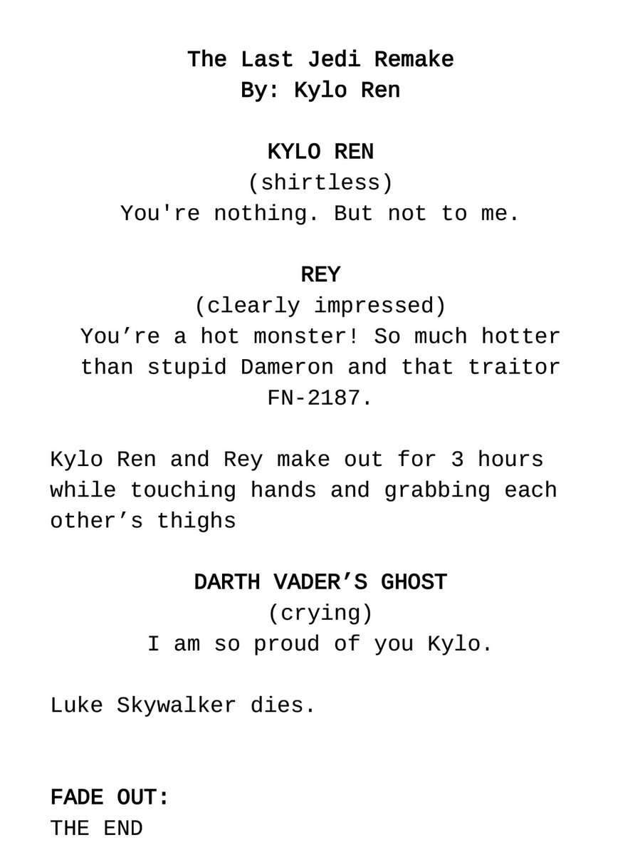 Ask and you shall receive, <a href="/rianjohnson/">Rian Johnson</a>. The Last Jedi Remake
