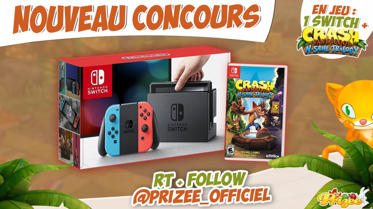 prizee_officiel's tweet image. 🎁🎁 NOUVEAU #JEUCONCOURS 🎁🎁 

À l'occasion de la sortie de #CrashBandicootNSaneTrilogy le 29/06, tente de gagner avec #Prizee le jeu ET la #NintendoSwitch  !!
#RT+ #Follow @prizee_officiel TAS : 06/07 

🍀🍀 Bonne chance à tous !! 🍀🍀 
#Jeu #Concours #Cadeau #Nintendo #Switch