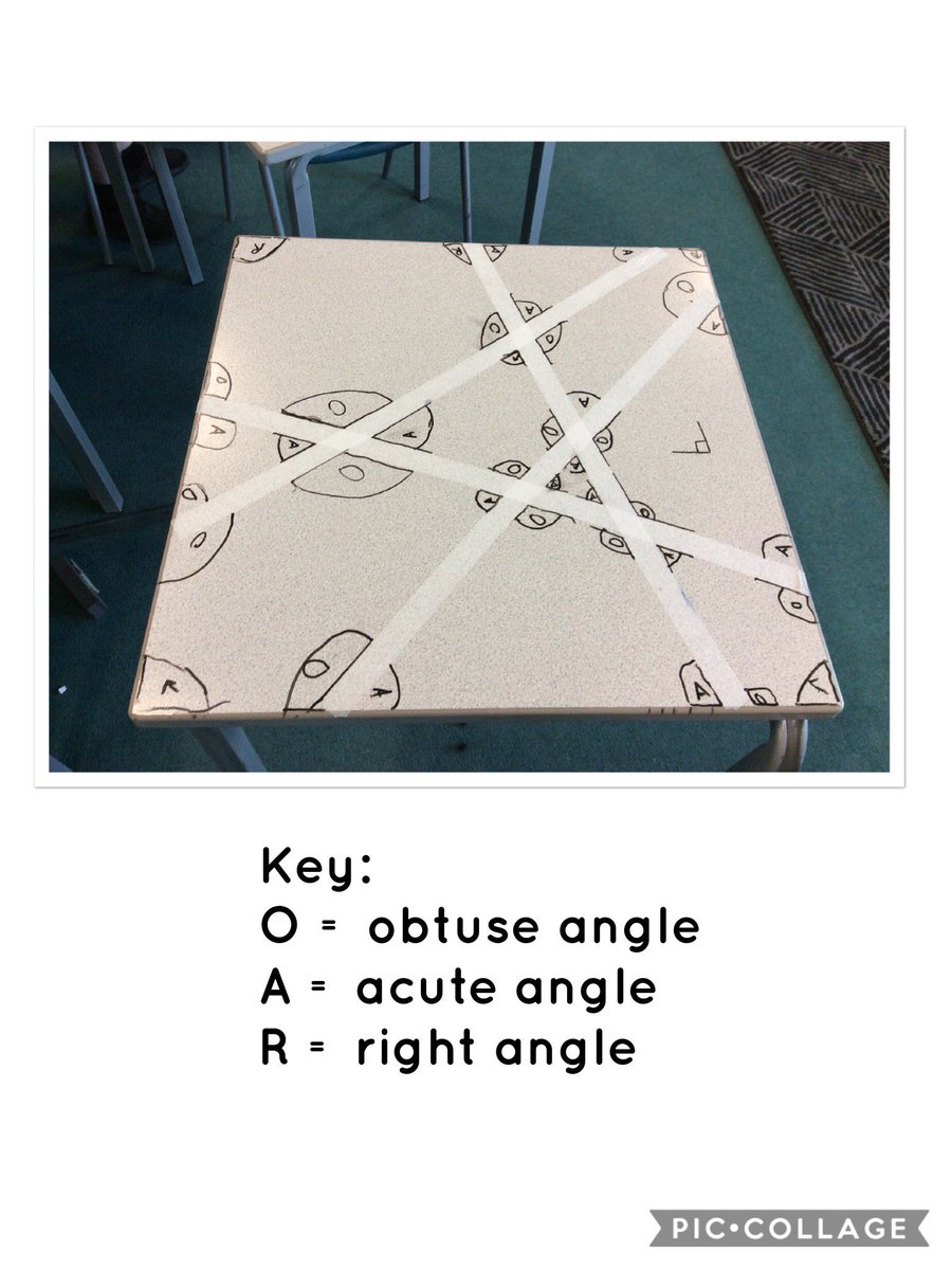 WPSYr4Melyn's tweet photo. In maths this week we have been learning about angles. The children were able to use tape on tables and label the different angles. Excellent collaboration! #collaborativecariad @WillowtownPri https://t.co/RoWNEbU0ok