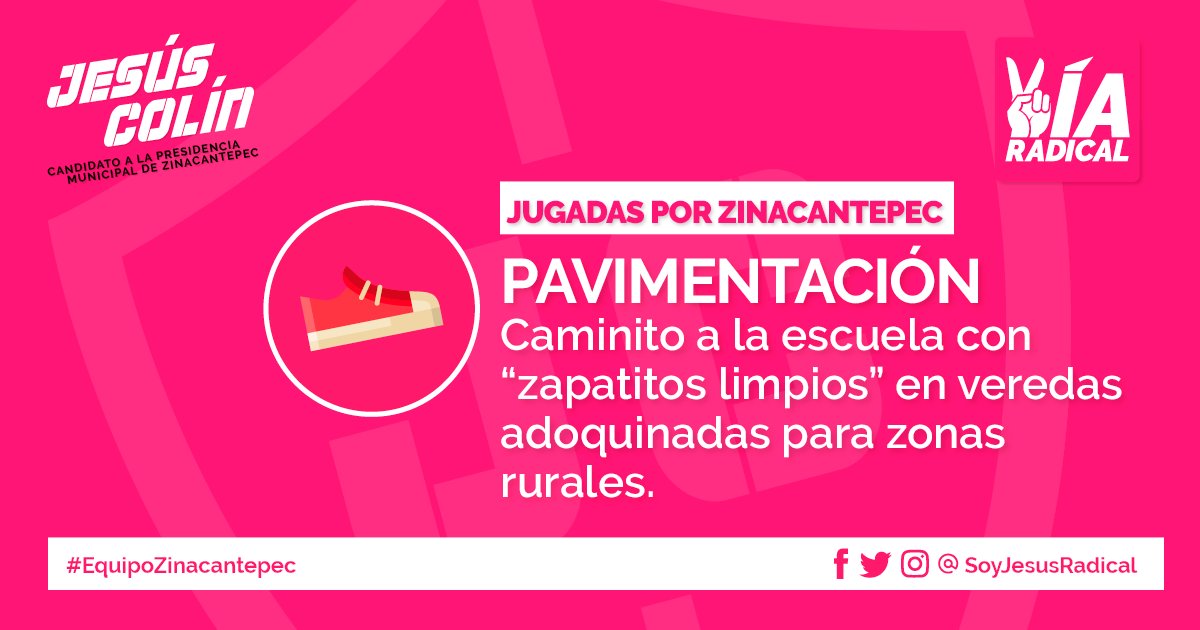 SoyJesusRadical's tweet photo. Caminito a la escuela con "Zapatitos limpios” 
En mi gestión adoquinaré las veredas rurales para que los niños de Zinacantepec puedan llegar a clases.
Por un #Zinacantepec Ganador y Próspero. Vota #JesúsColín #VíaRadical https://t.co/KNVsrfV3rs