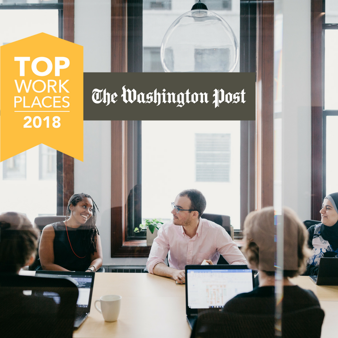 We're proud to announce that we've been named by <a href="/washingtonpost/">The Washington Post</a> as a #topworkplacesdc! Our incredible #team is #passionate about improving the #world and creating an environment that embraces #diversity #equity #inclusion.