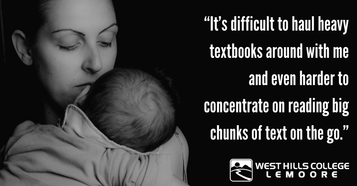 LemooreCollege's tweet photo. She loves her kids, but school-and doing well in school-is important to her. But, she doesn't have the space or energy to lug a textbook around. Find out how she joined the #OERevolution and embraced free, digital textbooks at https://t.co/ji8EAUwxUO https://t.co/FLJbYfhHCQ