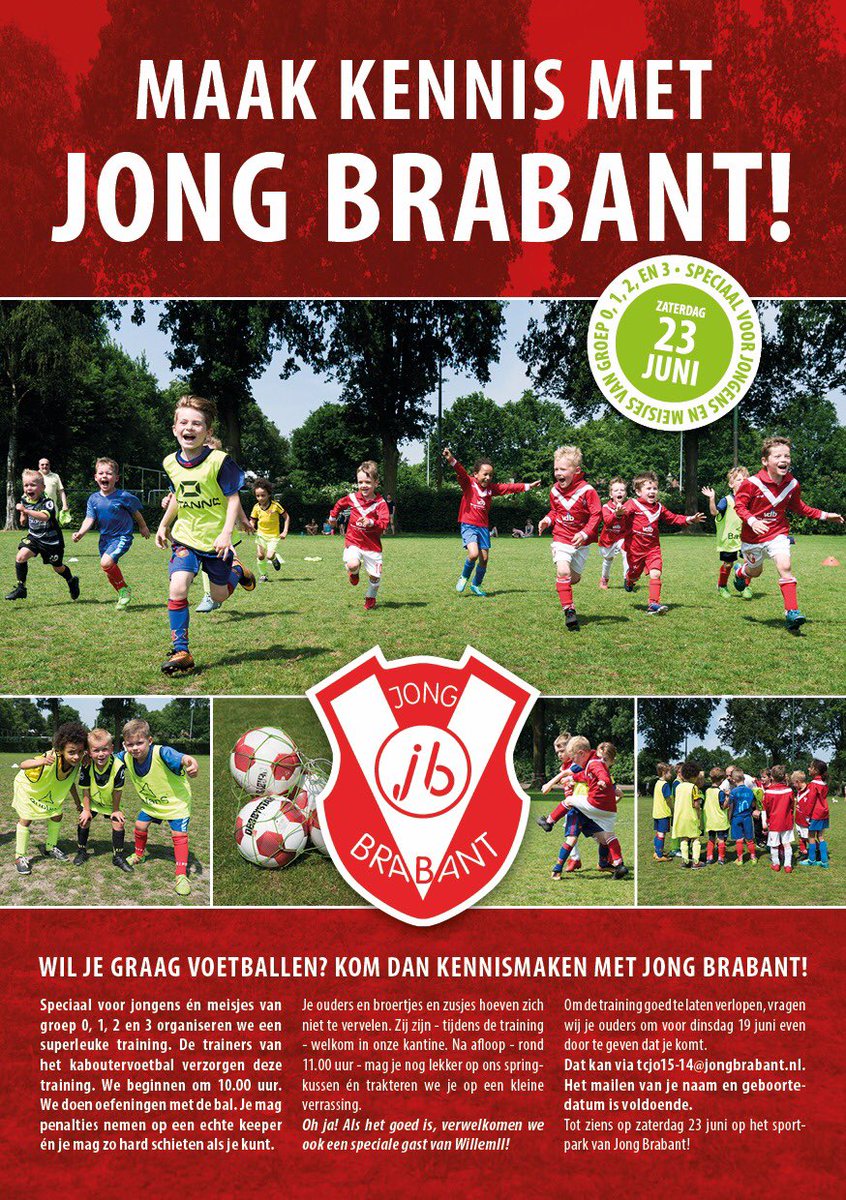 Kom morgen kennis maken met #jongbranbant vanaf 10:00 uur zullen ruim 60 kinderen voor de eerste keer trainen!!!@JongBrabant
