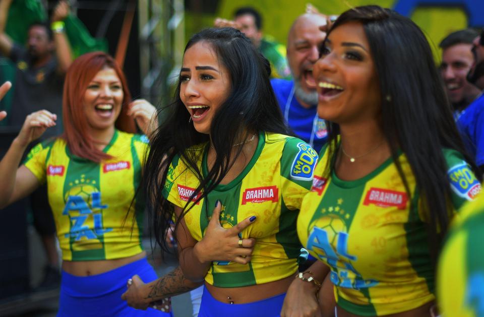 The Sun Football ⚽ on Twitter: "Topless Brazil fans in Rio celebrate