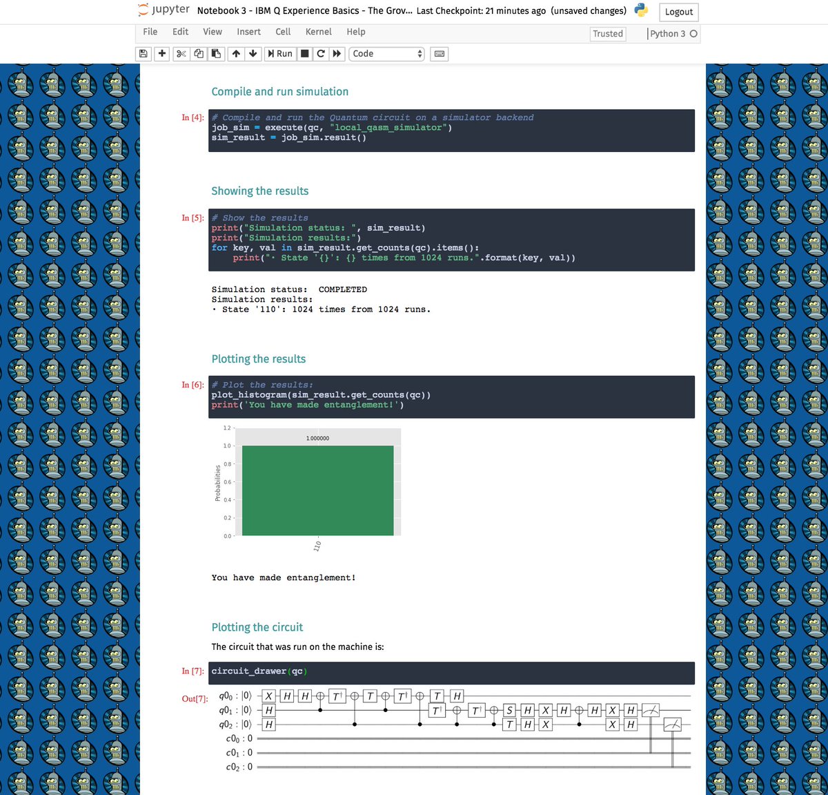 rodo_ferro's tweet image. The #GroverAlgorithm in action, running for an AND function in the @IBM&apos;s Q Experience Composer and using @qiskit during our [@ibm_mx + ITESM] #QuantumComputing Workshop 2018 @WeWorkMEX, CDMX. 💻💯