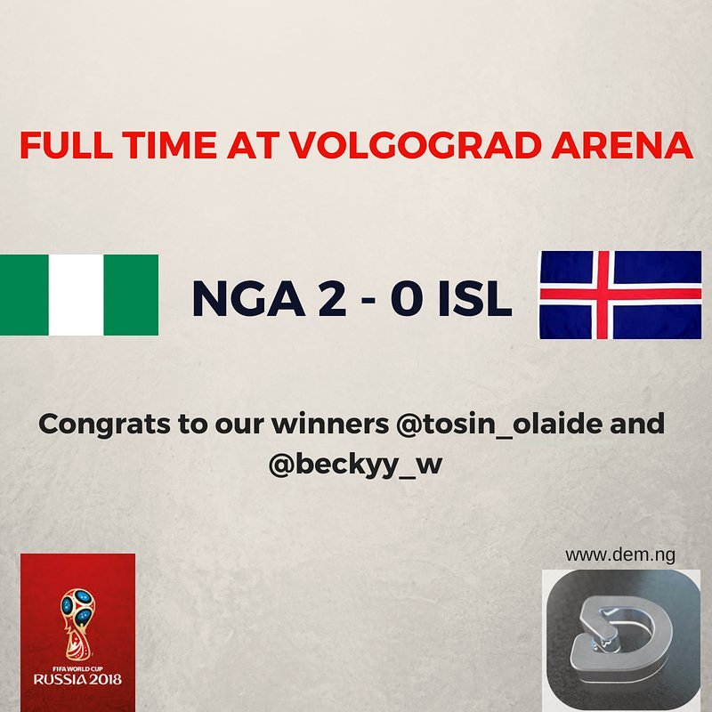 DEM_App_'s tweet image. In the spirit of the fabulous victory, we have decided to reward the first two correct prediction. 
Congrats to our winners @tosin_olaide and @beckyy__w 

Congrats again! #DEMAPPPREDICTION 
#demapp 
@DEM_App_ 

Cc: @deejayfaremi