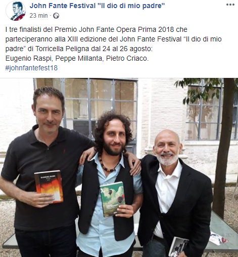 neoedizioni's tweet photo. E niente, "Vinpeel degli orizzonti" di Peppe Millanta è tra i 3 finalisti del Premio John Fante opera prima 2018.

La felicità è tripla perché il premio è abruzzese, come l'autore è abruzzese, come la casa editrice è abruzzese. https://t.co/LhKE4HJ7Wt