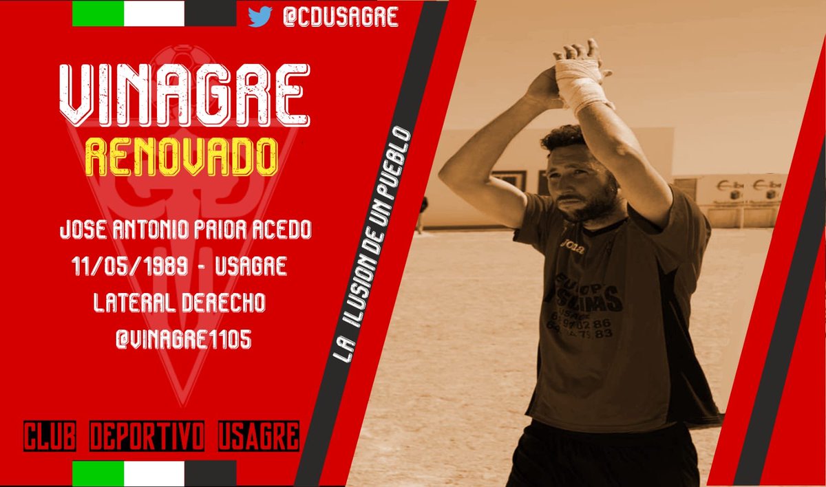 RENOVACIONES!!! Seguimos trabajando y dándole forma al nuevo proyecto. Esta vez le toca a VINAGRE. Veteranía y experiencia que le vendrá muy bien al equipo. Polivalente y experto lanzador desde los 11 metros. Grande <a href="/vinagre1105/">Vinagre</a> 
#VamosCDU