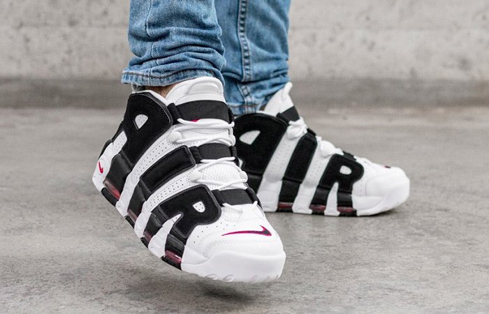 nike uptempo white and black