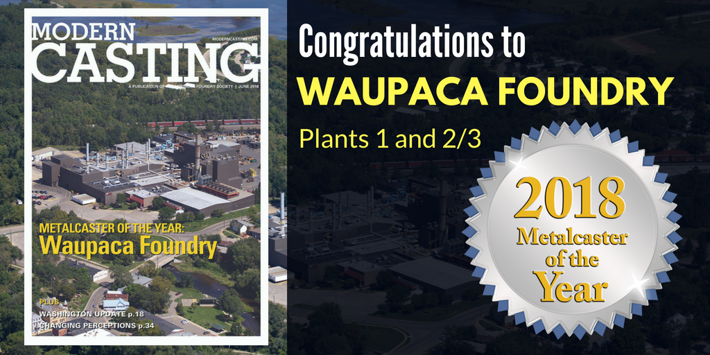 AmerFoundrySoc's tweet photo. Waupaca Foundry plants have been named the 2018 Modern Casting Metalcaster of the Year. Click the link below to read how Waupaca's significant sustainability efforts and accomplishments.

https://t.co/Luht6wT9hj https://t.co/Bq2dyW3ikM