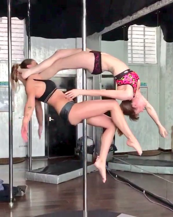 Studio202_Abdn's tweet photo. When our #advancedpole class finishes sometimes the #polegirls forget to go home and hit the throttle full blast! A case of #gohomeorgohard and #doublespole tricks https://t.co/9ndcJ4bpjY