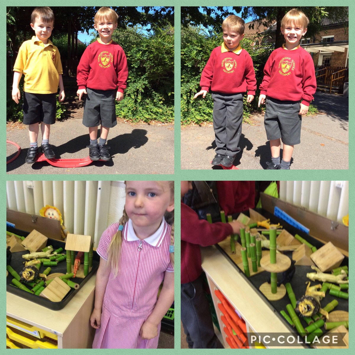 FRISroom1's tweet image. Working out who&apos;s the heaviest using a balance and making wooden shelters for endangered animals. #eyfsfun