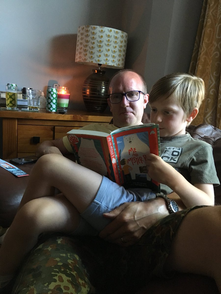 Floyd reading “Me and Mister P” to his Daddy... @FarrerMaria He is really taken by it and loved your visit to @CaleGreenPS this week! #lovereading #kidsauthor