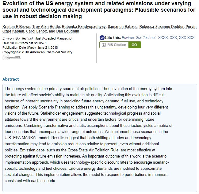 EnvSciTech's tweet photo. The future is uncertain, but a new method models #energy technologies or policies within 4 informative future scenarios. #JustAccepted #Article https://t.co/CeDmXqXvHA