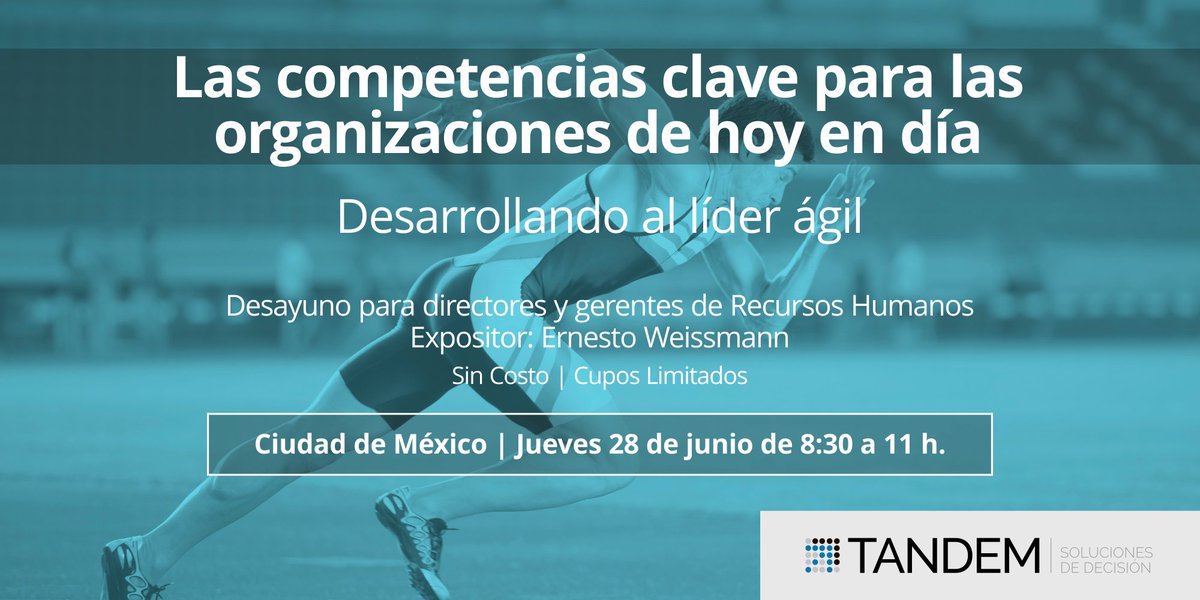 El próximo jueves 28 de junio realizaremos un desayuno ejecutivo para referentes de Recursos Humanos en Ciudad de México. En esta ocasión hablaremos de las competencias clave para las empresas de hoy en día. Si le interesa saber más, ingrese en goo.gl/vEVPxc