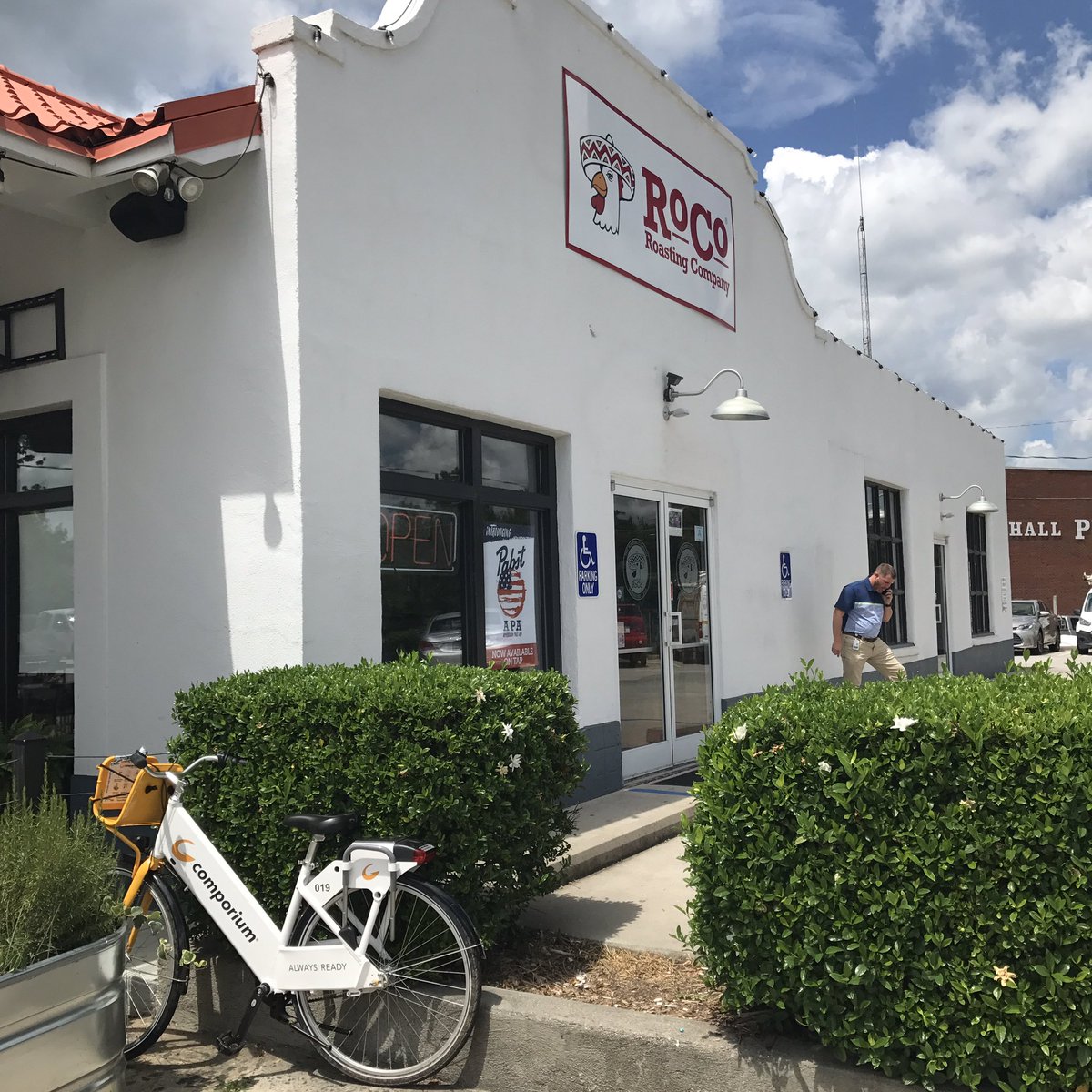 Always nice to be able to ride the <a href="/comporium/">Comporium</a> bike to <a href="/TheRoastingCo/">The Roasting Company</a> for lunch! <a href="/RockHillSCCity/">@RockHillSCCity</a> <a href="/visityorkcounty/">Visit York County</a> <a href="/OnlyInOldTown/">Old Town, Rock Hill</a>
