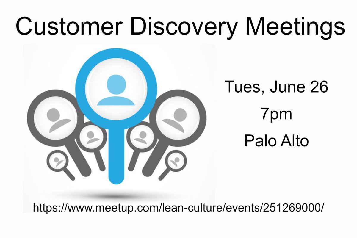 Don't miss this upcoming #siliconvalley #lean Customer Discovery meeting for #startups
meetup.com/lean-culture/e…