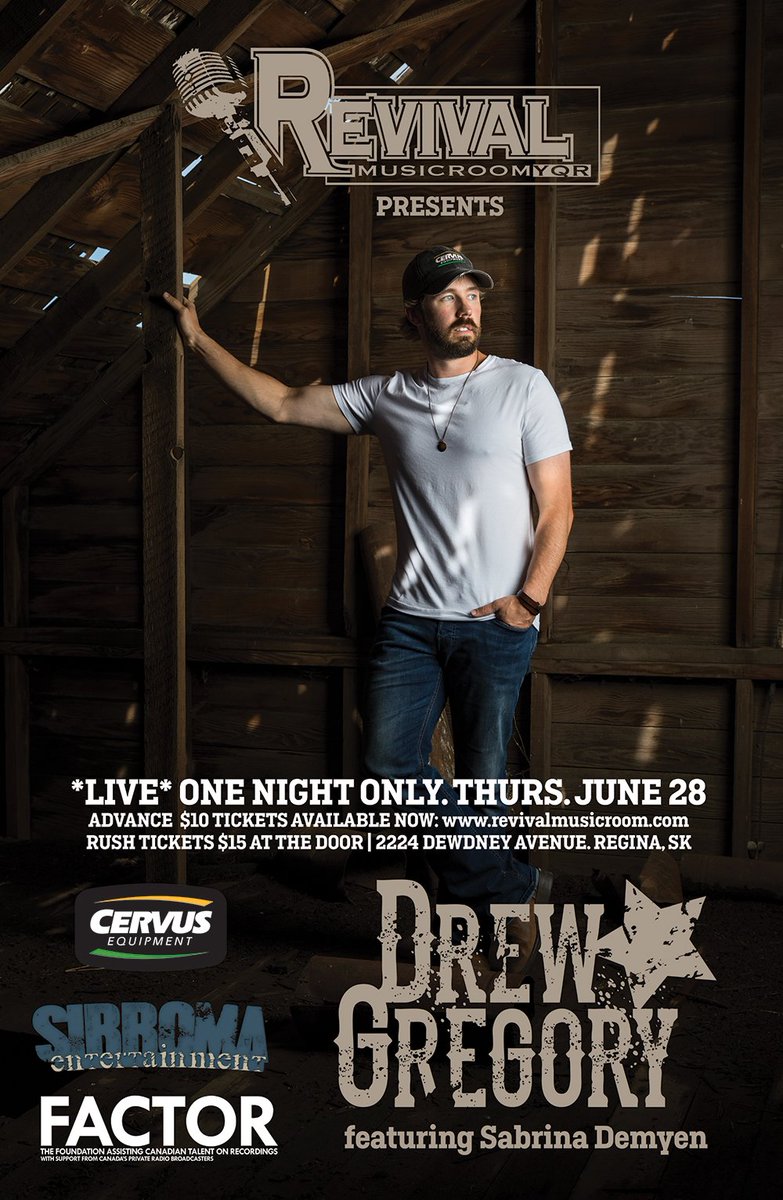 drewgregory_'s tweet photo. Regina! Do have your tickets for June 28 at @RevivalRoomYQR? We will be there with @SabrinaDemyen For tickets head to https://t.co/kOFdSZ3HXh #Goodplacetostart #KnowGood https://t.co/z4htObDW61