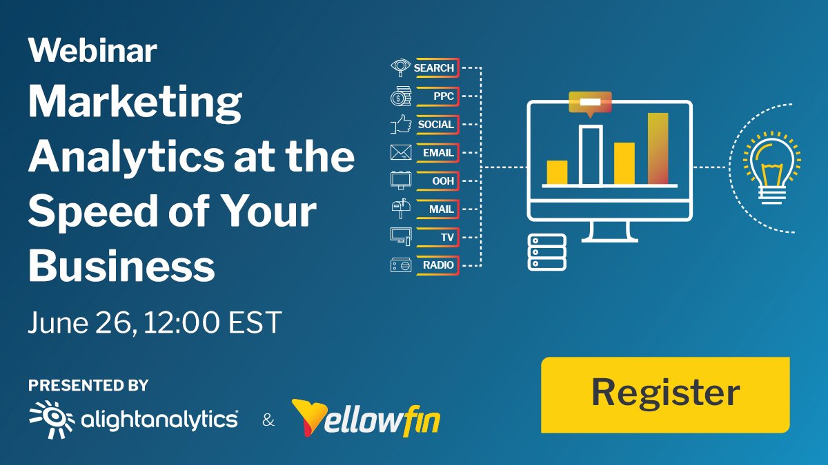 CMX_Platform's tweet photo. Sign up for our June 26 webinar with Alight CEO @MattHertig and @YellowfinBI! https://t.co/mSnDARX0Z2  #marketinganalytics https://t.co/ofognyF96L