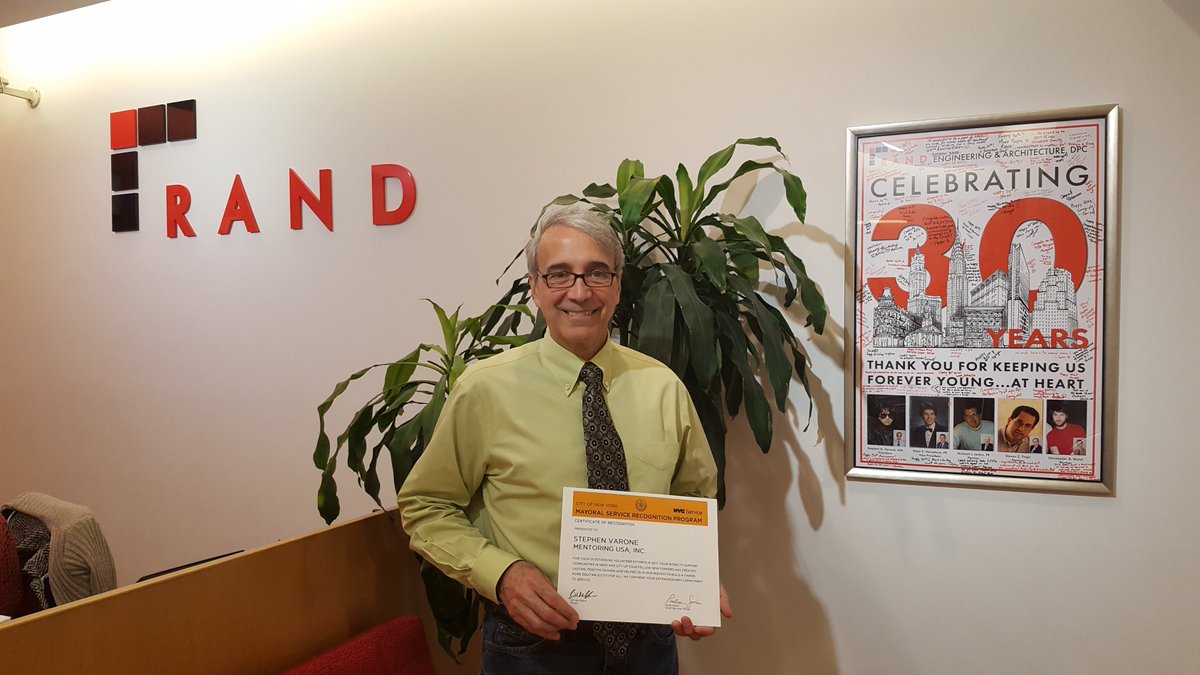Congrats to MUSA Mentor, Stephen Varone, for receiving the Certificate of Recognition from the Mayoral Service Recognition Program for his extraordinary commitment service! <a href="/randpc/">RAND DPC</a> 
#instrumentsofchange
#BeTheChange