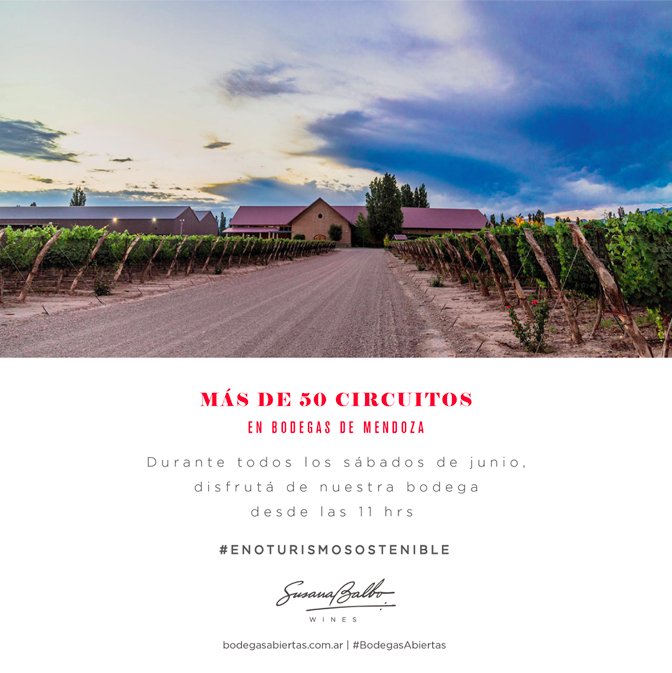 sbalbowines's tweet photo. Durante los sábados de junio participamos de la séptima edición de #BodegasAbiertas, organizada por @BodegasAR y a beneficio de #FONBEC. 

¡Los invitamos a todos a conocer las actividades de nuestra bodega!

Pueden conseguir sus entradas en: https://t.co/ug1cZnuybZ https://t.co/jof82Vm8kk