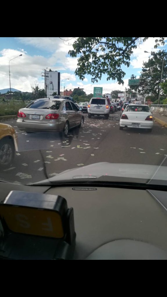 During celebration caravans for graduating high school seniors in San Cristobal, Venezuela, they’re throwing legal currency out of car windows like confetti.  

Again, this is what hyperinflation looks like.