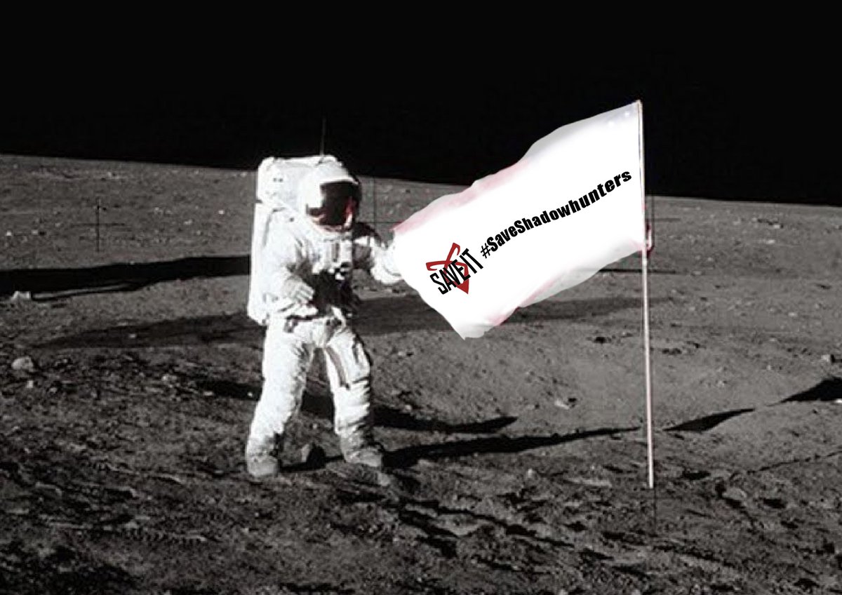 After the billboard in Times Square and naming a star the next step would be to send a space shuttle to the moon so that someone can plant a #SaveShadowhunters flag on the moon. #ShadowhuntersPlane 🌕🚀