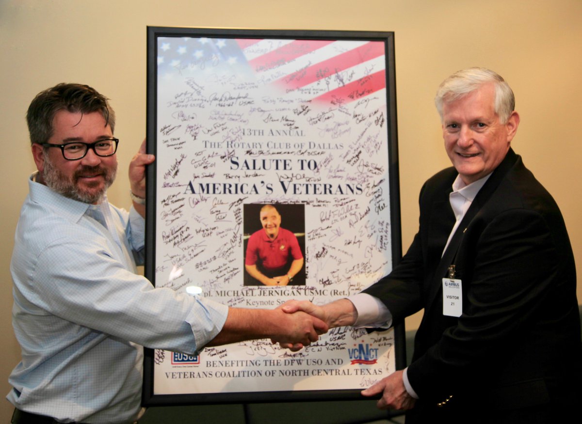 Chris Emerson (@cemerson) on Twitter photo It was an honor to host <a href="/Dallasrotary/">The Rotary Club of Dallas</a> at our GP facility today. During their visit, Rotary Club of Dallas presented <a href="/AirbusHC_usa/">Airbus Helicopters US</a> with a poster signed by dozens of military veterans. We are a sponsor of the Rotary’s Salute to Veterans event, a fundraiser for veterans groups. It was an honor to host <a href="/Dallasrotary/">The Rotary Club of Dallas</a> at our GP facility today. During their visit, Rotary Club of Dallas presented <a href="/AirbusHC_usa/">Airbus Helicopters US</a> with a poster signed by dozens of military veterans. We are a sponsor of the Rotary’s Salute to Veterans event, a fundraiser for veterans groups.