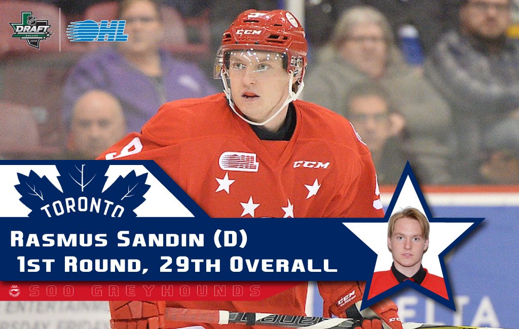Ontario Hockey League (@ohlhockey) on Twitter photo Congrats to <a href="/OHLHoundPower/">Soo Greyhounds</a> defenceman <a href="/Rasmussandin/">Rasmus Sandin</a>, selected 29th overall by the <a href="/MapleLeafs/">Toronto Maple Leafs</a> in the 2018 #NHLDraft: bit.ly/2MgUPIv Congrats to <a href="/OHLHoundPower/">Soo Greyhounds</a> defenceman <a href="/Rasmussandin/">Rasmus Sandin</a>, selected 29th overall by the <a href="/MapleLeafs/">Toronto Maple Leafs</a> in the 2018 #NHLDraft: bit.ly/2MgUPIv