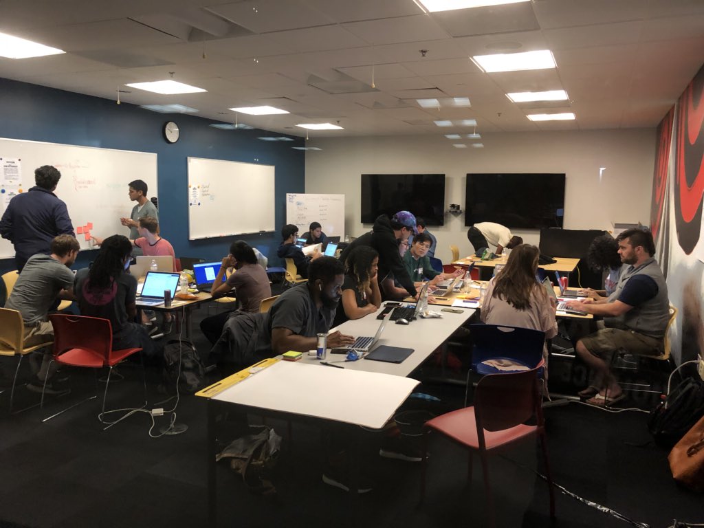 goodienation's tweet photo. #HackCancer + #HackSTDs teams have formed and are situated. Now comes the fun part = hacking! https://t.co/utV16QLLEU