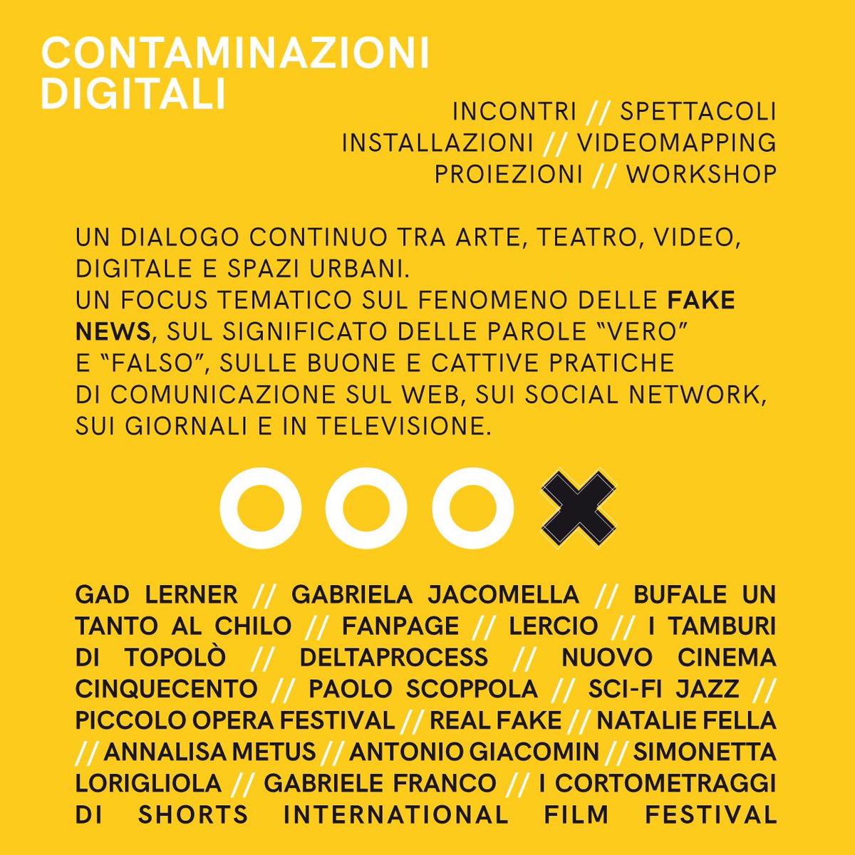 citiesinvisible's tweet photo. Spettacoli multimediali, concerti, performance teatrali, reading e workshop animeranno #Cormons dal 29 giugno al 1 luglio e #Artegna dal 6 all'8 luglio: #ContaminazioniDigitali sta per tornare, per sorprendervi ancora
Scopri tutto il programma del festival https://t.co/9b5nowgVhM https://t.co/tkPvQav38C
