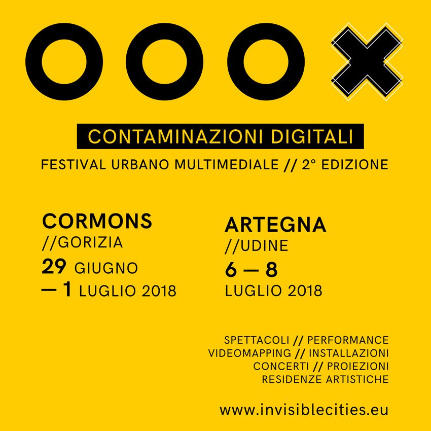citiesinvisible's tweet photo. Spettacoli multimediali, concerti, performance teatrali, reading e workshop animeranno #Cormons dal 29 giugno al 1 luglio e #Artegna dal 6 all'8 luglio: #ContaminazioniDigitali sta per tornare, per sorprendervi ancora
Scopri tutto il programma del festival https://t.co/9b5nowgVhM https://t.co/tkPvQav38C