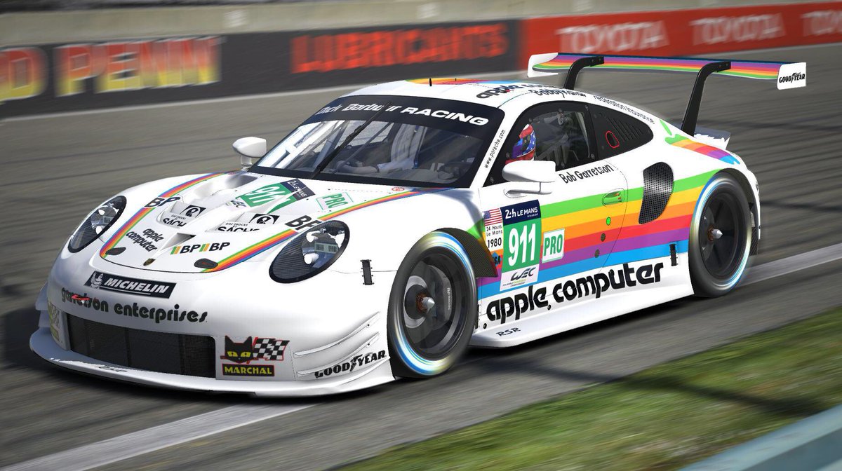 Made famous by the incredible Porsche 935 K3 prepared by Kremer racing, the Apple Computer livery looks great on the new <a href="/iRacing/">iRacing</a> Porsche 911 RSR. Find it on <a href="/tradingpaints/">Trading Paints</a> here: goo.gl/TebkBn #AFmotorsportdesigns #iracing